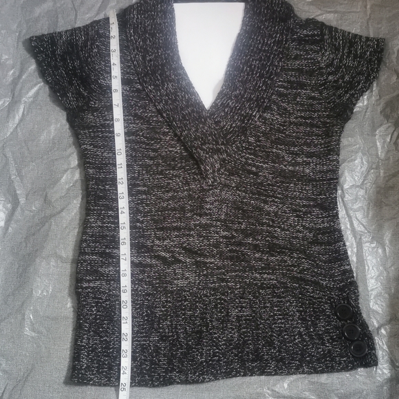 Razzle Dazzle large L  Dark Grey Gray tweed light grey V neck sweater - Picture 9 of 13